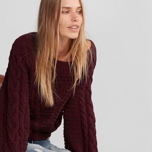 EUC Express Maroon Balloon Sleeve Sweater